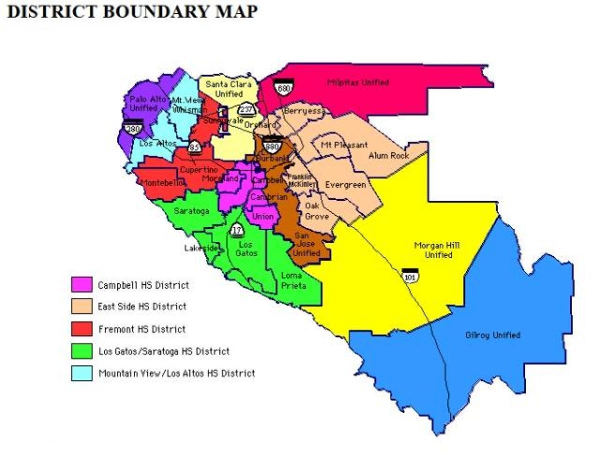 Kaart van immergroen skool distrik