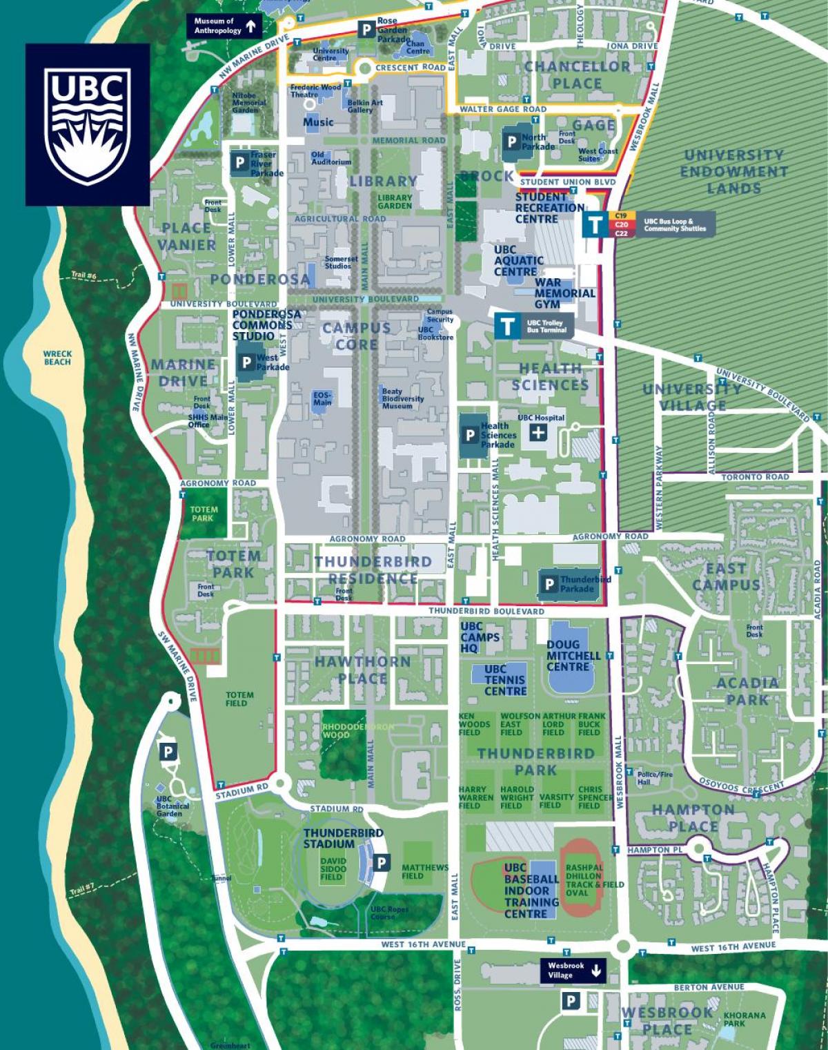 ubc vancouver kampus kaart
