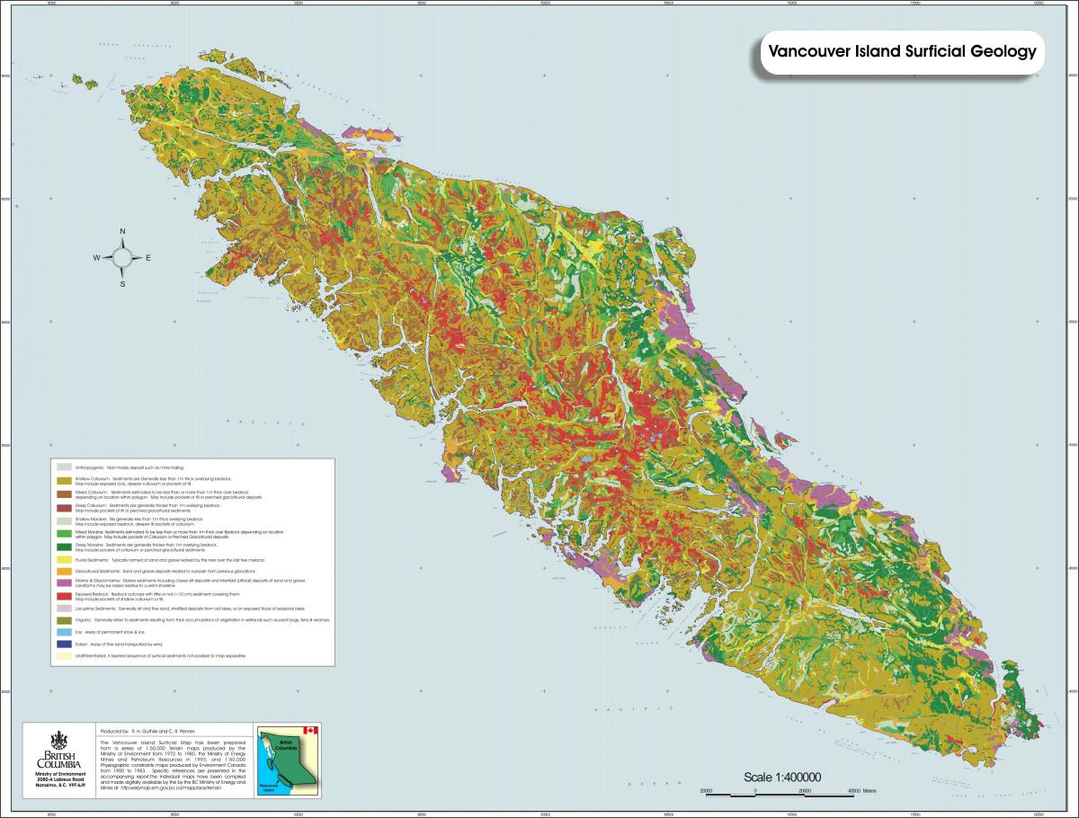 Kaart van vancouver eiland geologie