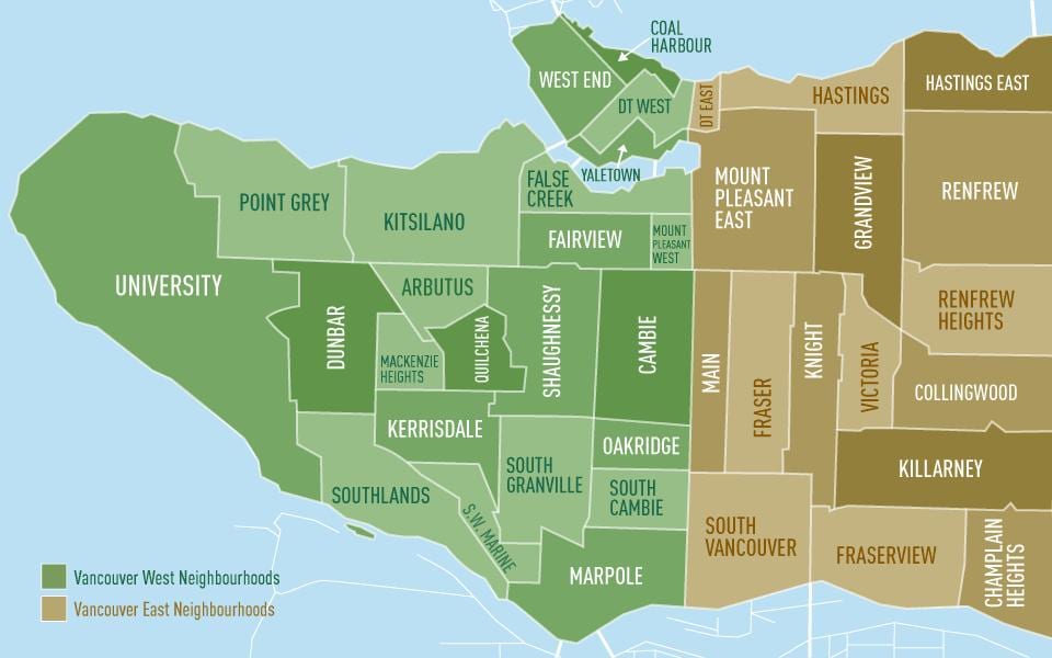 Kaart van vancouver omgewing