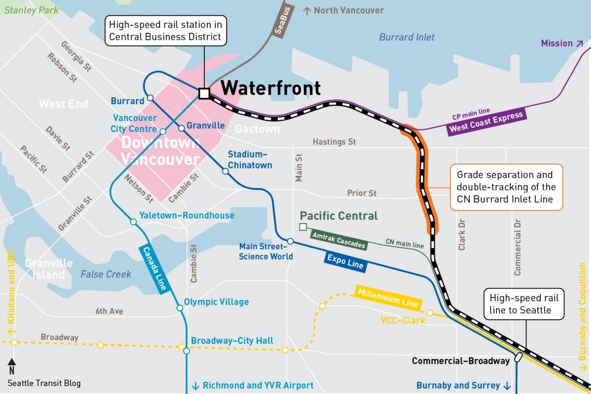 Kaart van die waterfront stasie vancouver