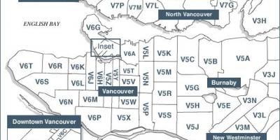 Vancouver eiland postal kodes kaart
